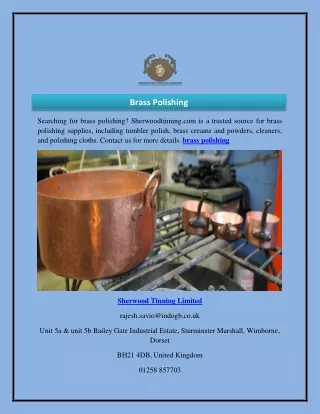 Brass Polishing  Sherwoodtinning
