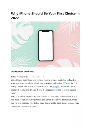 Why iPhone Should Be Your First Choice in 2022