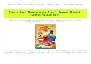 [read ebook] Elmo's Best Thanksgiving Ever! (Sesame Street) (Little Golden Book) EBook