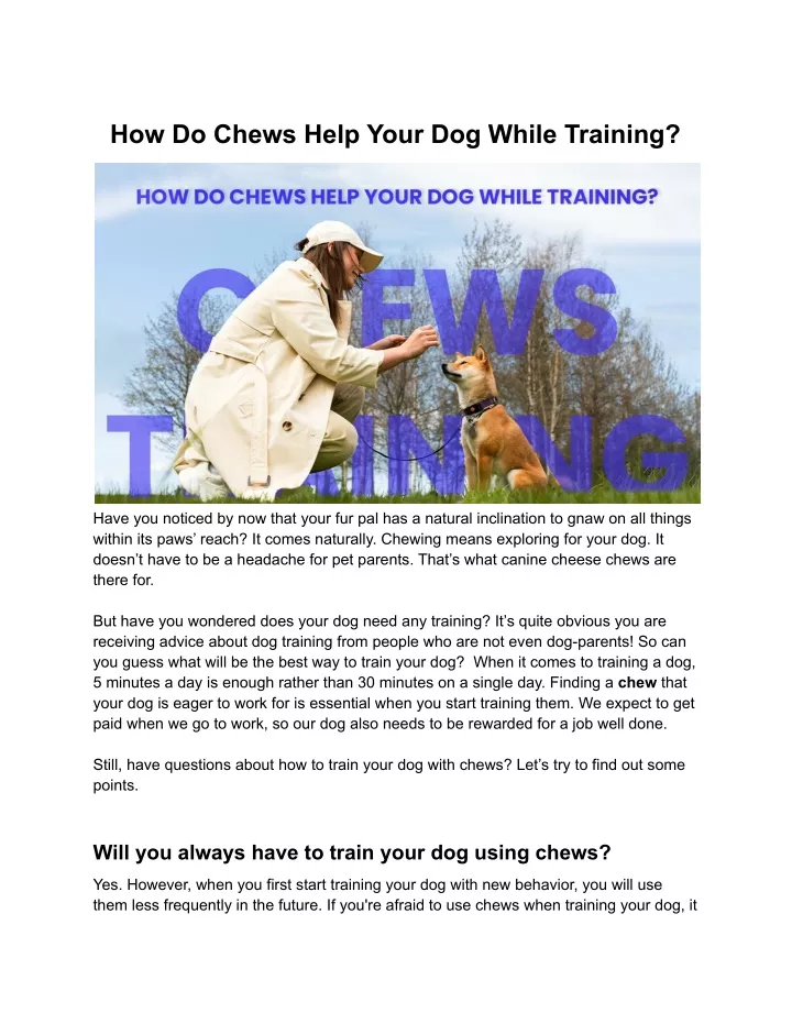 how do chews help your dog while training