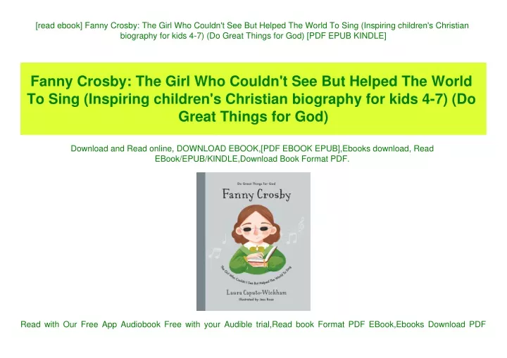 read ebook fanny crosby the girl who couldn