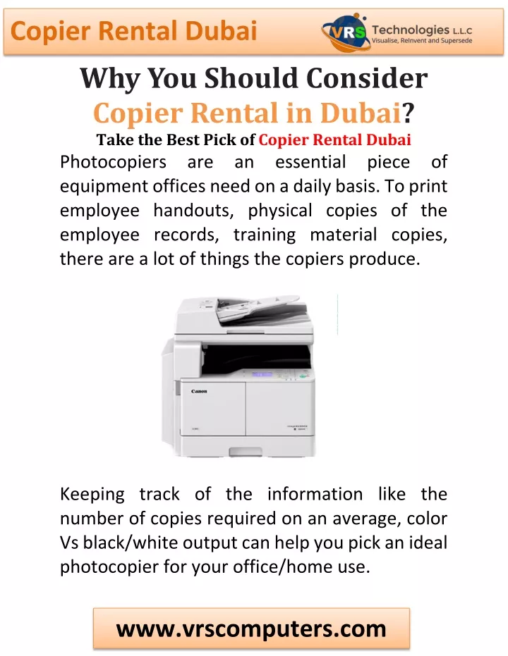 copier rental dubai why you should consider