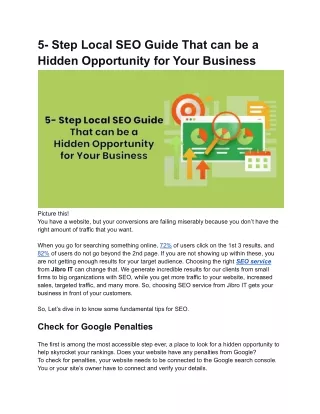 5- Step Local SEO Guide That can be a Hidden Opportunity for Your Business
