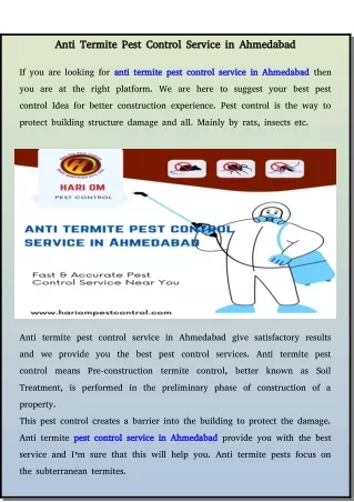pest control anti termite treatment in Ahmedabad
