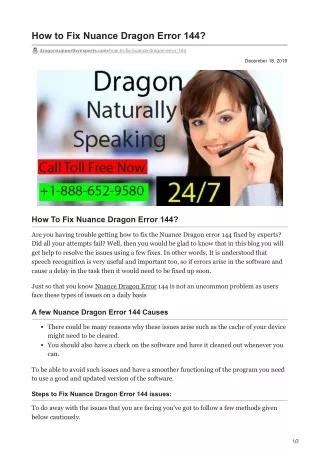 How to Fix Nuance Dragon Error 144