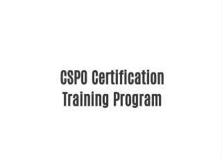 CSPO Certification Training Program