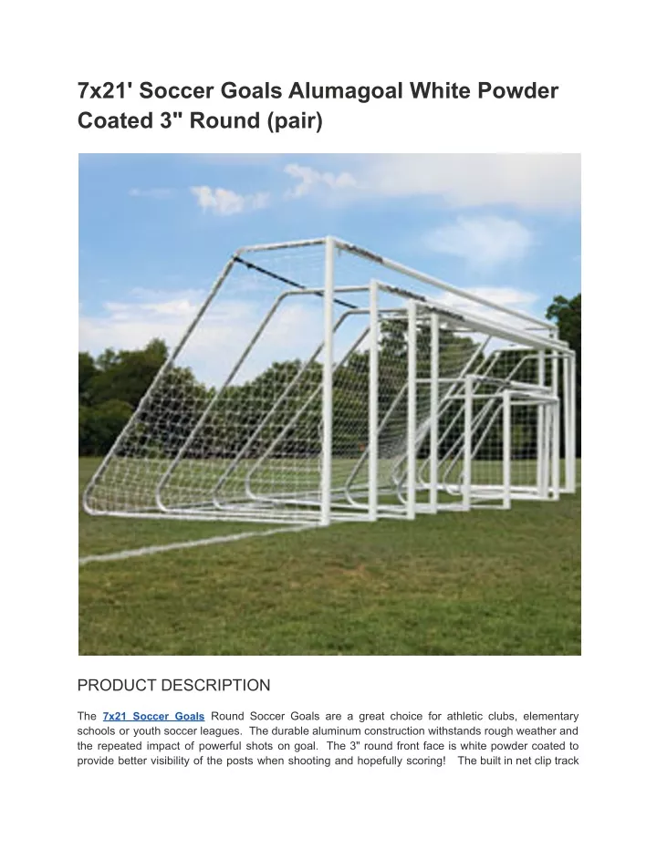 7x21 soccer goals alumagoal white powder coated