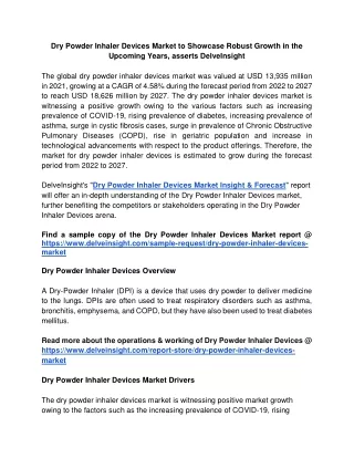 Dry Powder Inhaler Devices Market