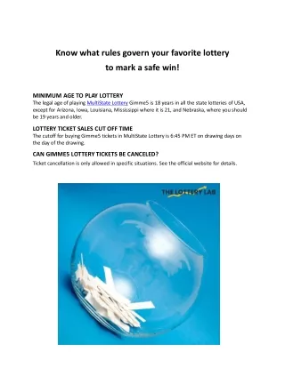 Rules governing Gimme 5 in USA | The Lottery Lab