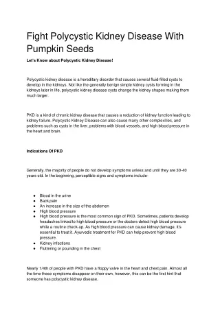 Fight Polycystic Kidney Disease With Pumpkin Seeds