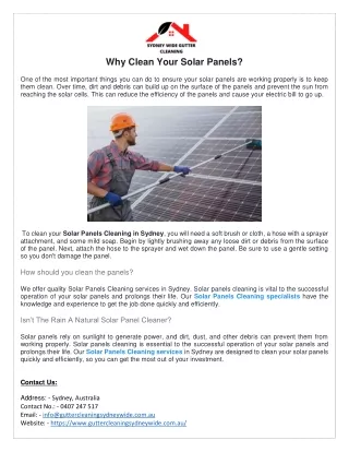 Why Clean Your Solar Panels