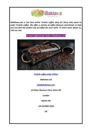 Turkish Coffee Order Online  Ibaklawa.com