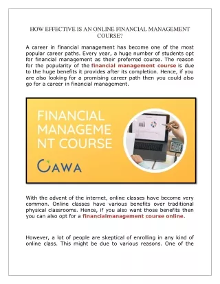 how effective is an online financial management
