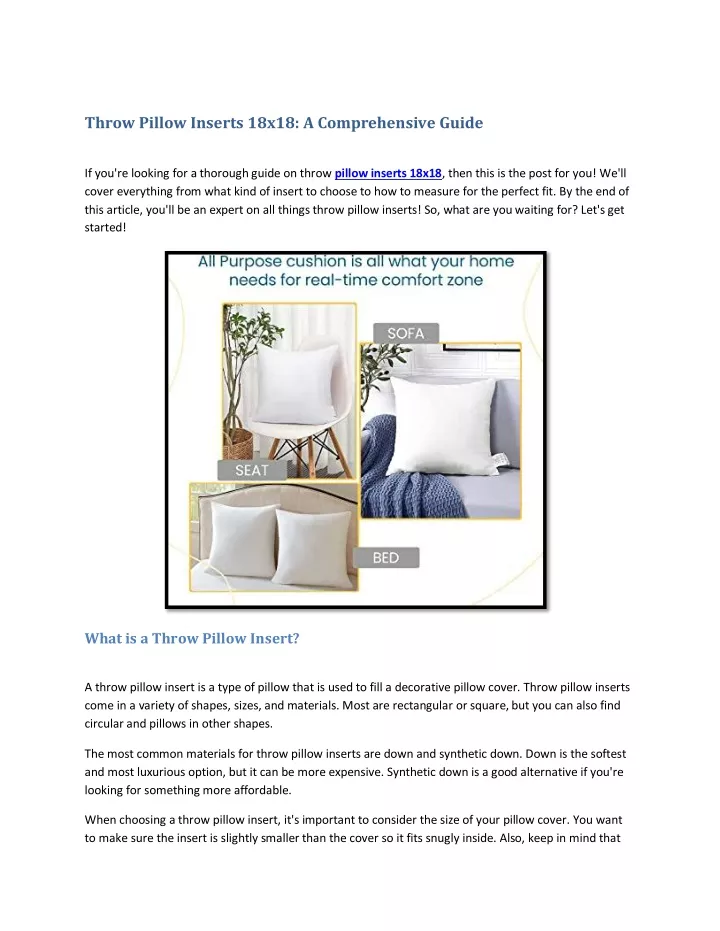 throw pillow inserts 18x18 a comprehensive guide