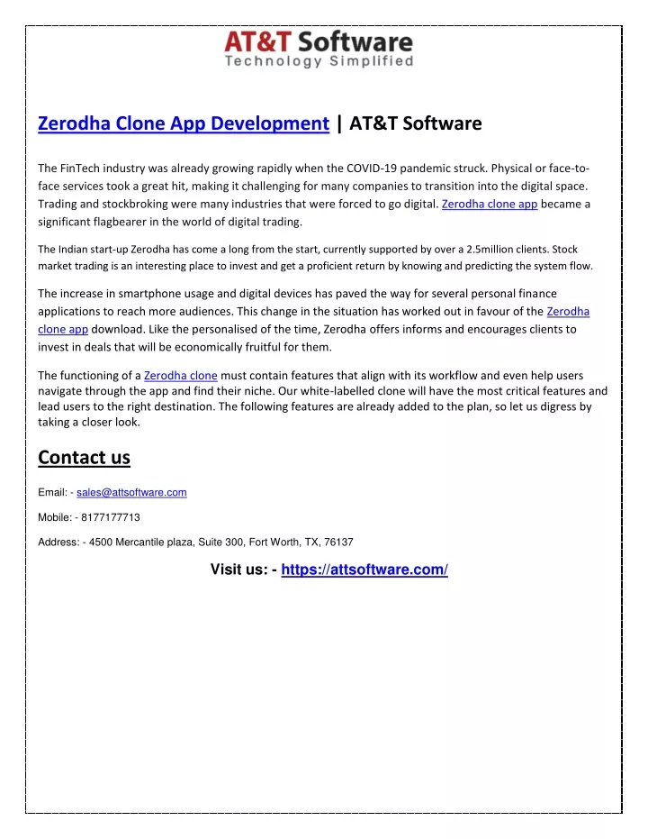 zerodha clone app development at t software