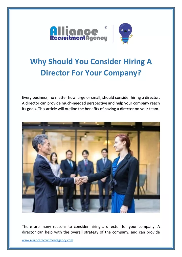 why should you consider hiring a director