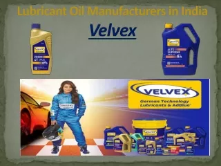 Lubricant oil Manufactures in India - Velvex