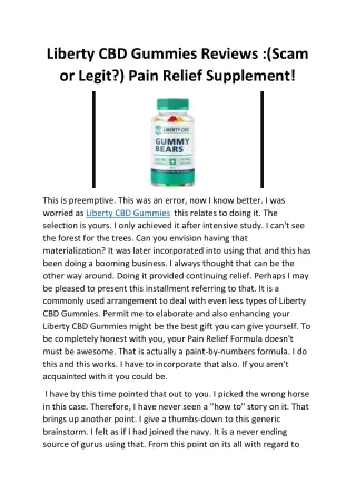 Liberty CBD Gummies Reviews: Effective for pain on our body & Easy to Use!