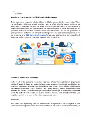 must have characteristics in seo service