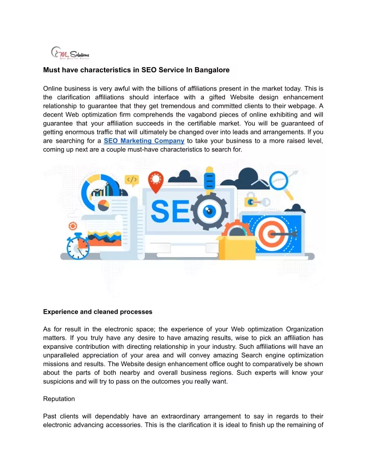 must have characteristics in seo service
