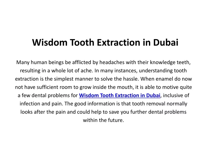 wisdom tooth extraction in dubai