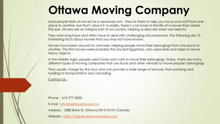 ottawa moving company