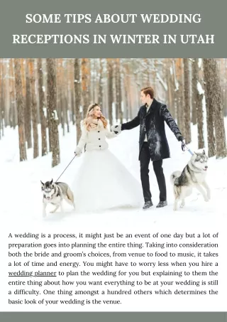 Some Tips About Wedding Receptions in Winter in Utah