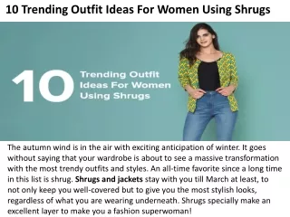 10 trending outfit ideas for women using shrugs