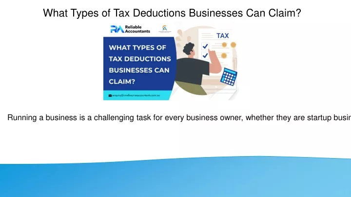 PPT - What Types Of Tax Deductions Businesses Can Claim PowerPoint ...