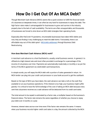 How Do I Get Out Of An MCA Debt
