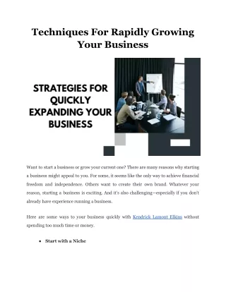 Techniques For Rapidly Growing Your Business