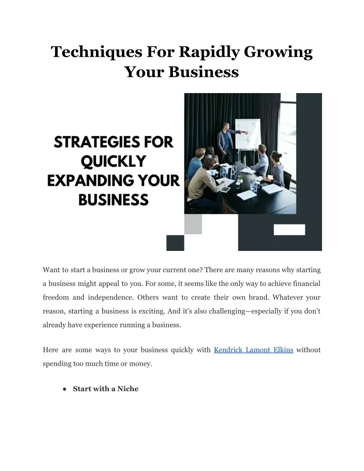 techniques for rapidly growing your business