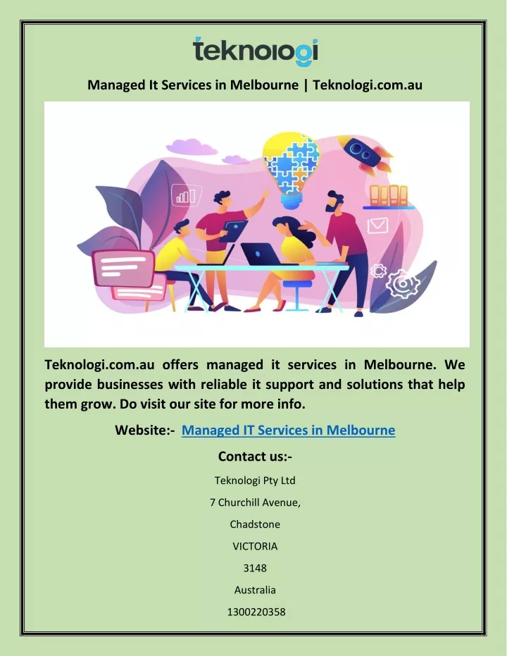 managed it services in melbourne teknologi com au