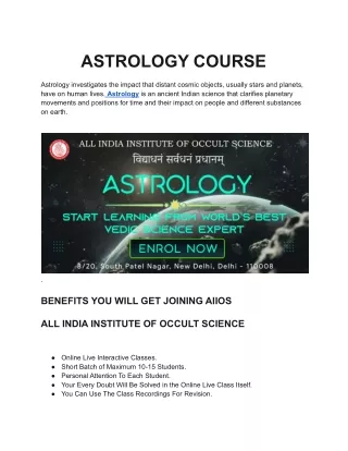 ASTROLOGY COURSE