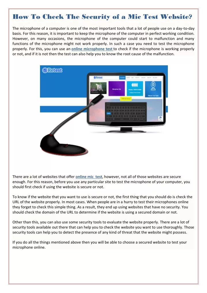 how to check the security of a mic test website