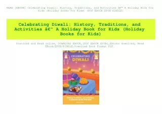 READ [EBOOK] Celebrating Diwali History  Traditions  and Activities Ã¢Â€Â“ A Holiday Book for Kids (Holiday Books for Ki