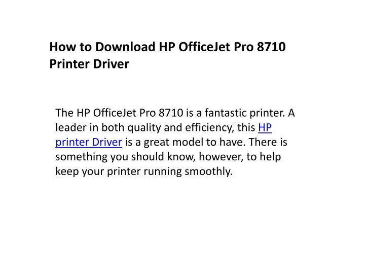 how to download hp officejet pro 8710 printer