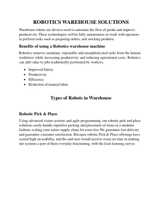robotics warehouse solutions warehouse robots