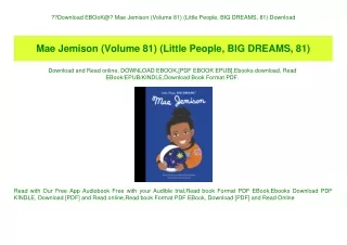 Download EBOoK@ Mae Jemison (Volume 81) (Little People  BIG DREAMS  81) Download