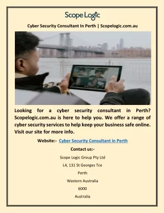 Cyber Security Consultant In Perth | Scopelogic.com.au