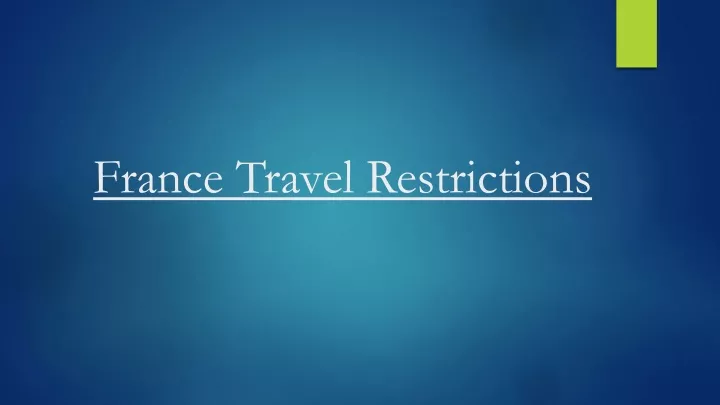 france travel restrictions