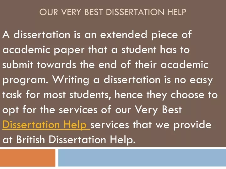 our very best dissertation help