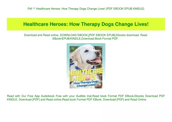 pdf healthcare heroes how therapy dogs change