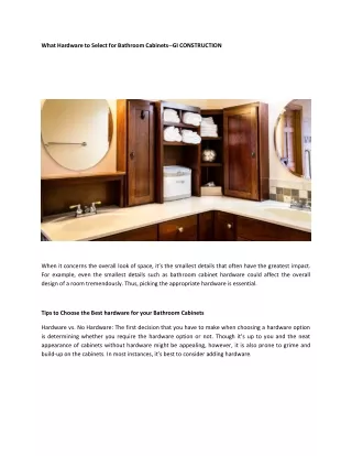 what hardware to select for bathroom cabinets