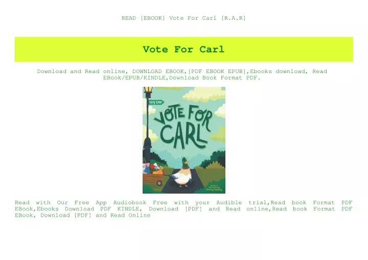read ebook vote for carl r a r