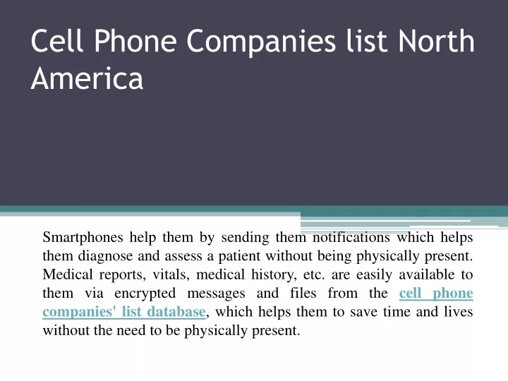 cell phone companies list north america