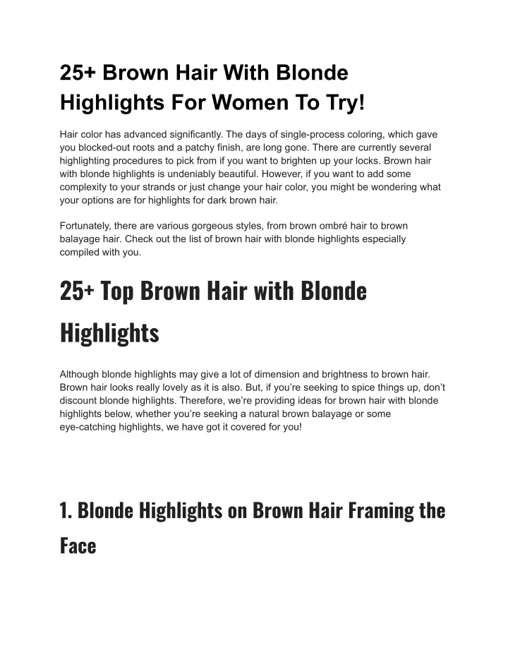 25 brown hair with blonde highlights for women