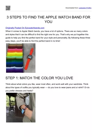 3 STEPS TO FIND THE APPLE WATCH BAND FOR YOU