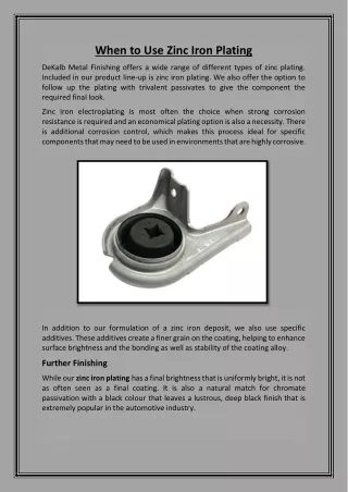 when to use zinc iron plating