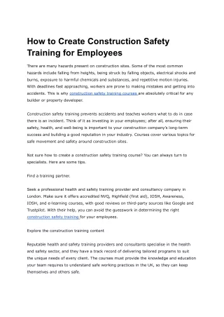 How to Create Construction Safety Training for Employees